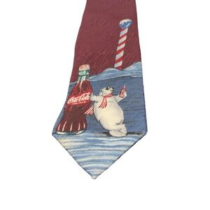 Vintage Coke Coca Cola Polar Bear North Pole  Polyester Neck Tie
